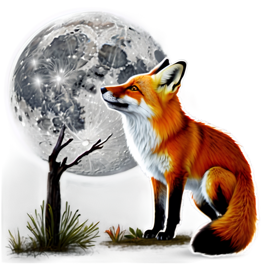 Red Fox In Moonlight Png Wen64 PNG