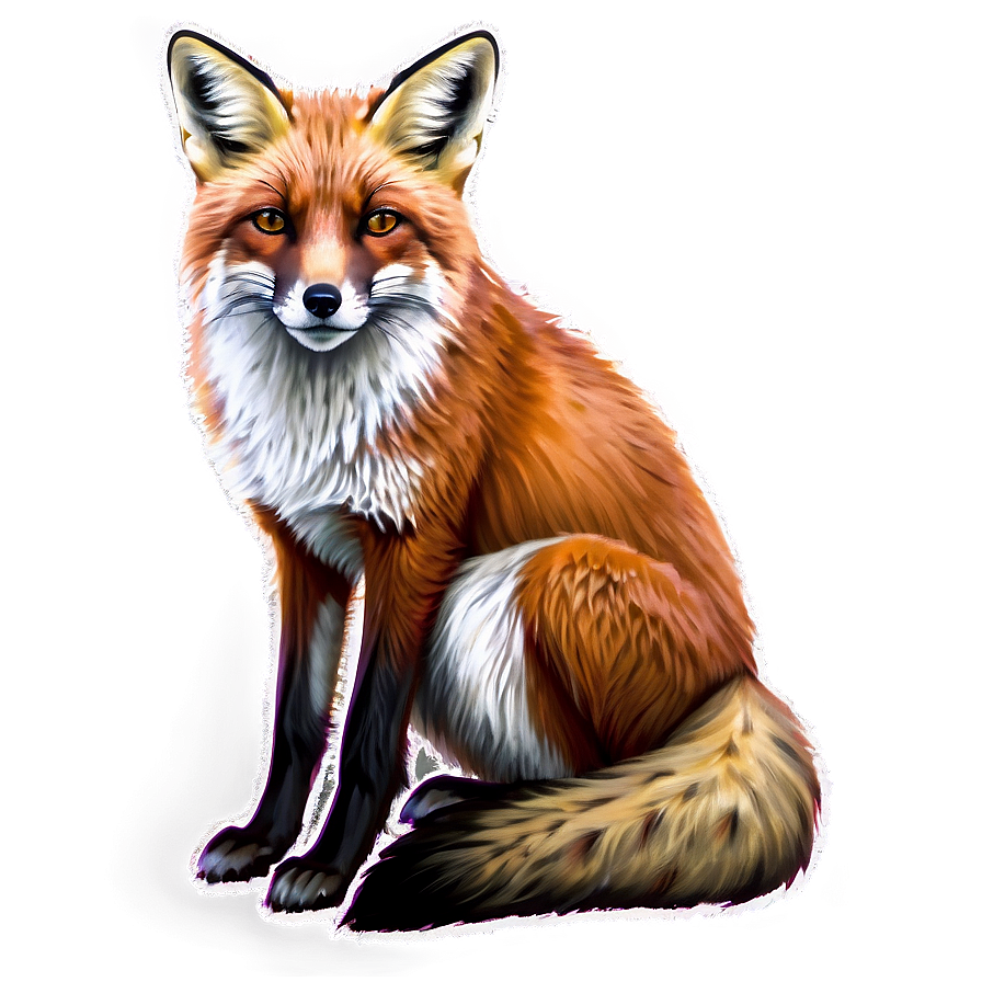 Red Fox Sitting Png 06242024 PNG