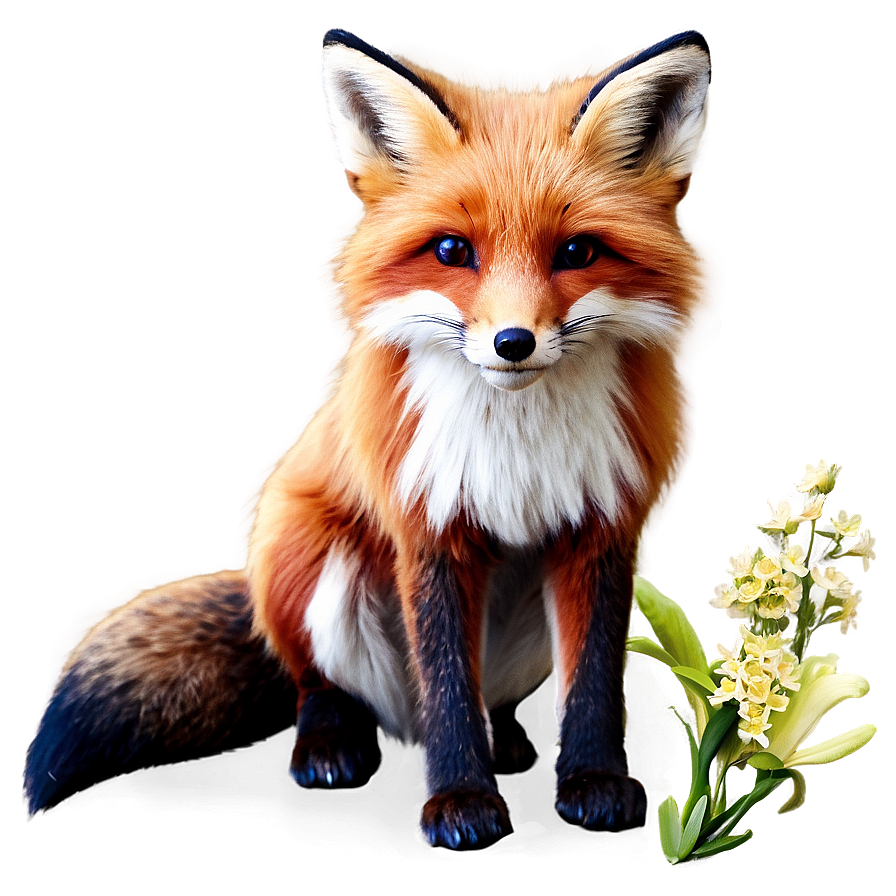 Red Fox With Flowers Png 73 PNG