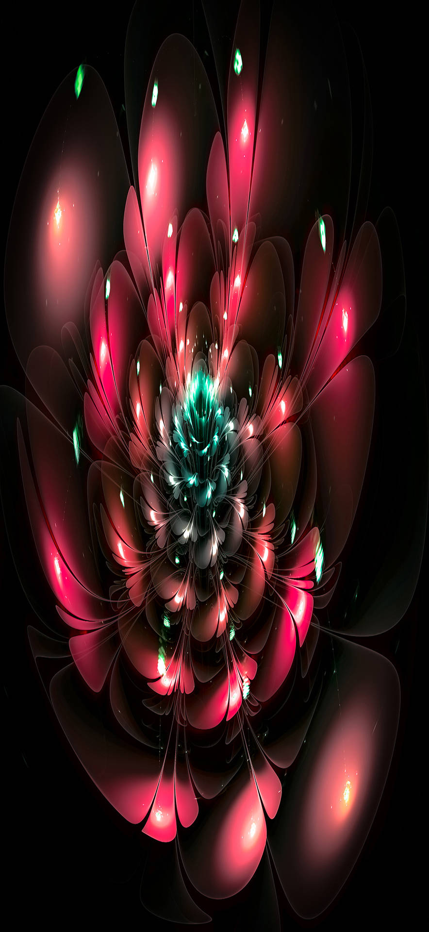 Red Fractal Flower Full Hd Phone Wallpaper