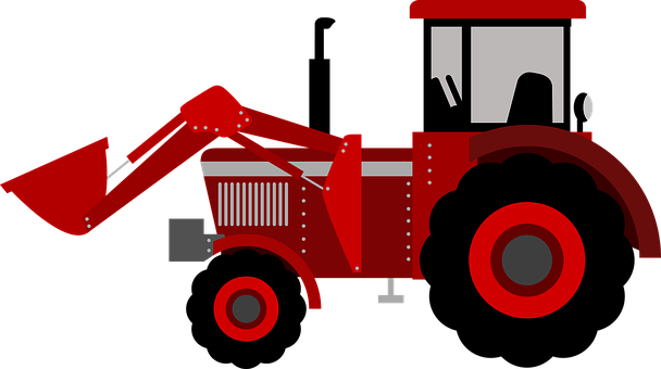 Red Front Loader Tractor Graphic PNG