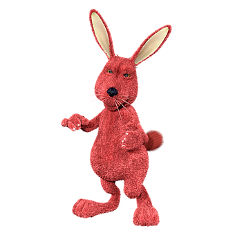 Red Furry Easter Bunny Character PNG