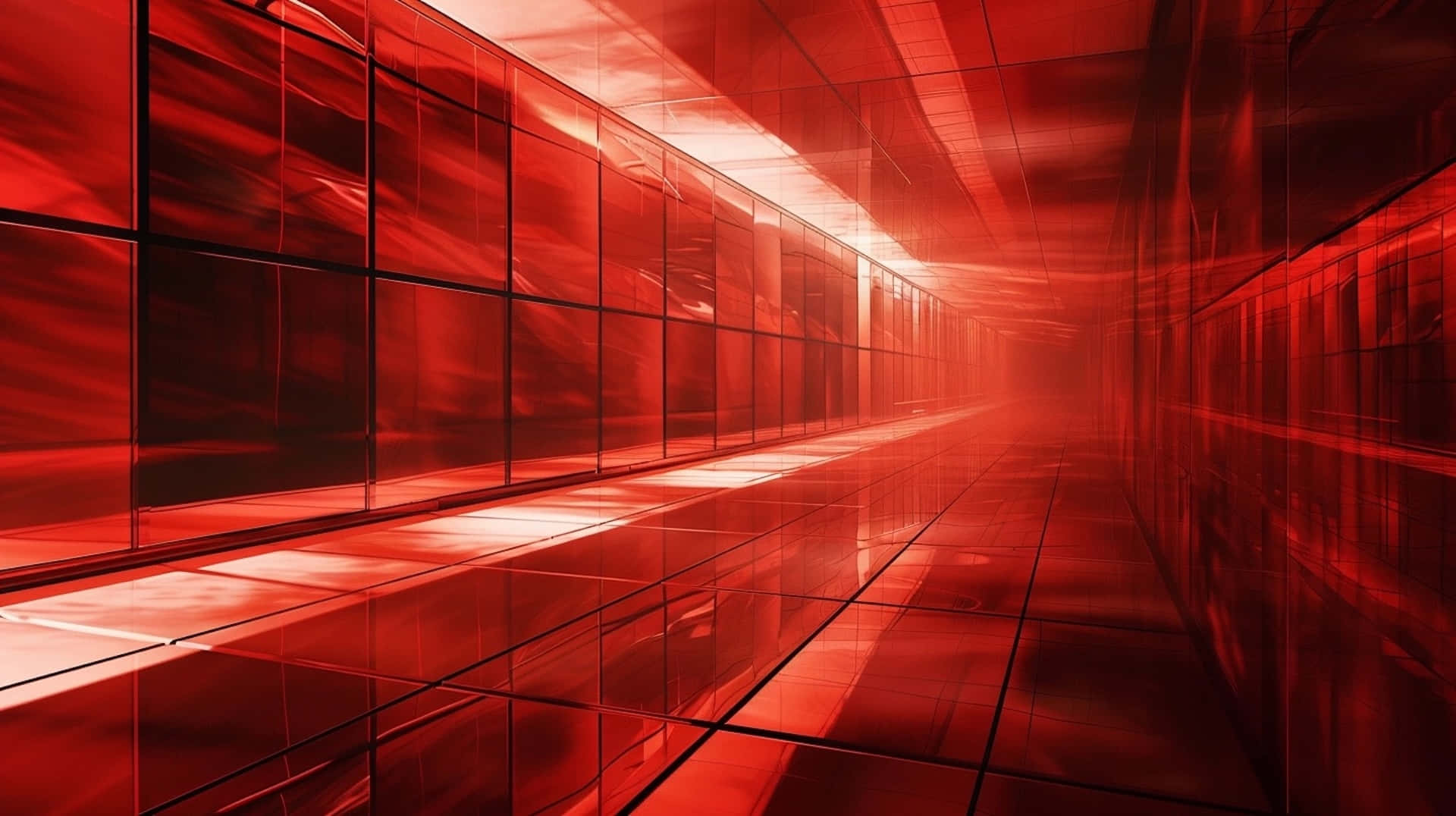 Red Futuristic Corridor Abstract Wallpaper