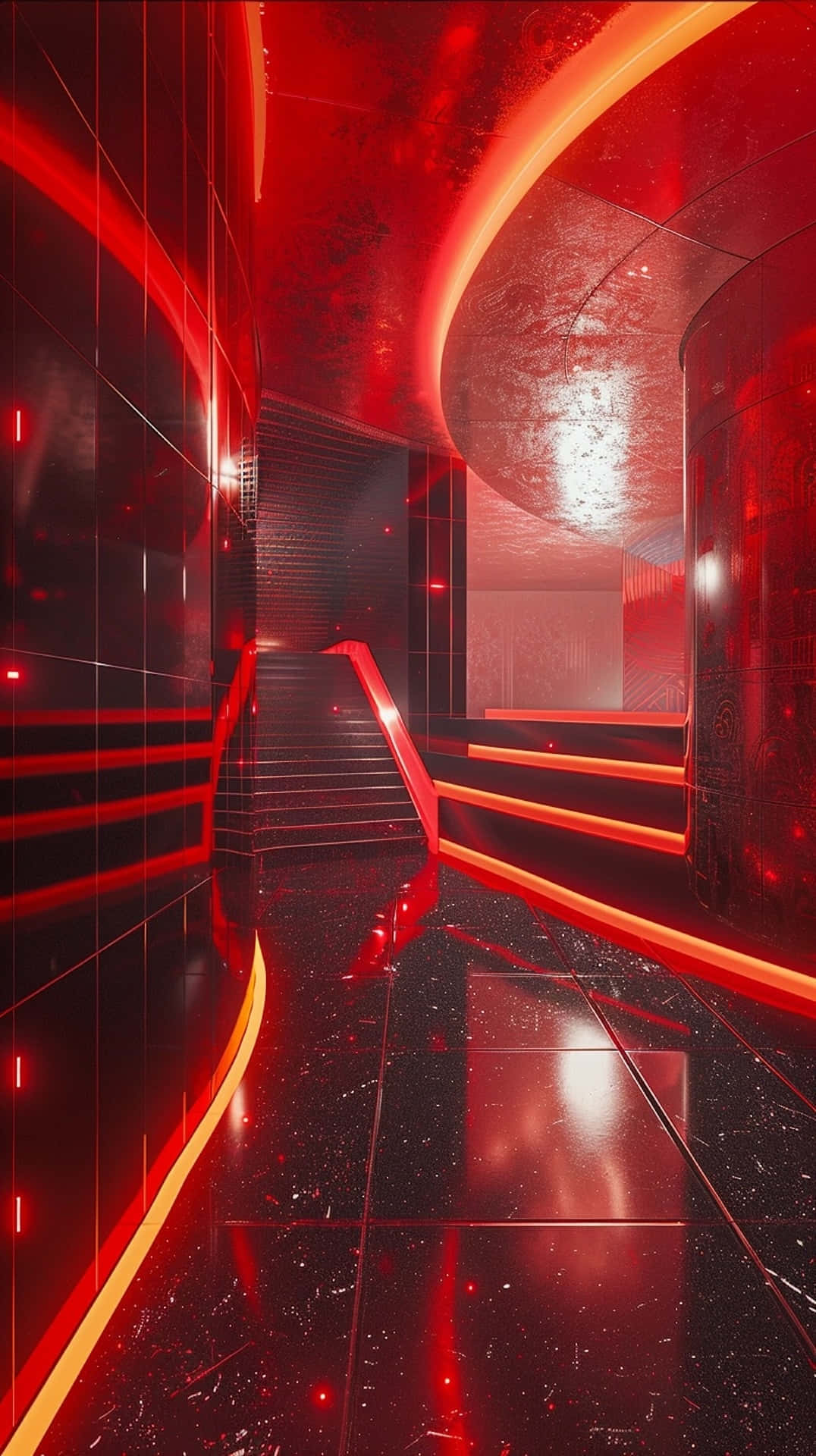 Red Futuristic Corridor Y2 K Aesthetic Wallpaper