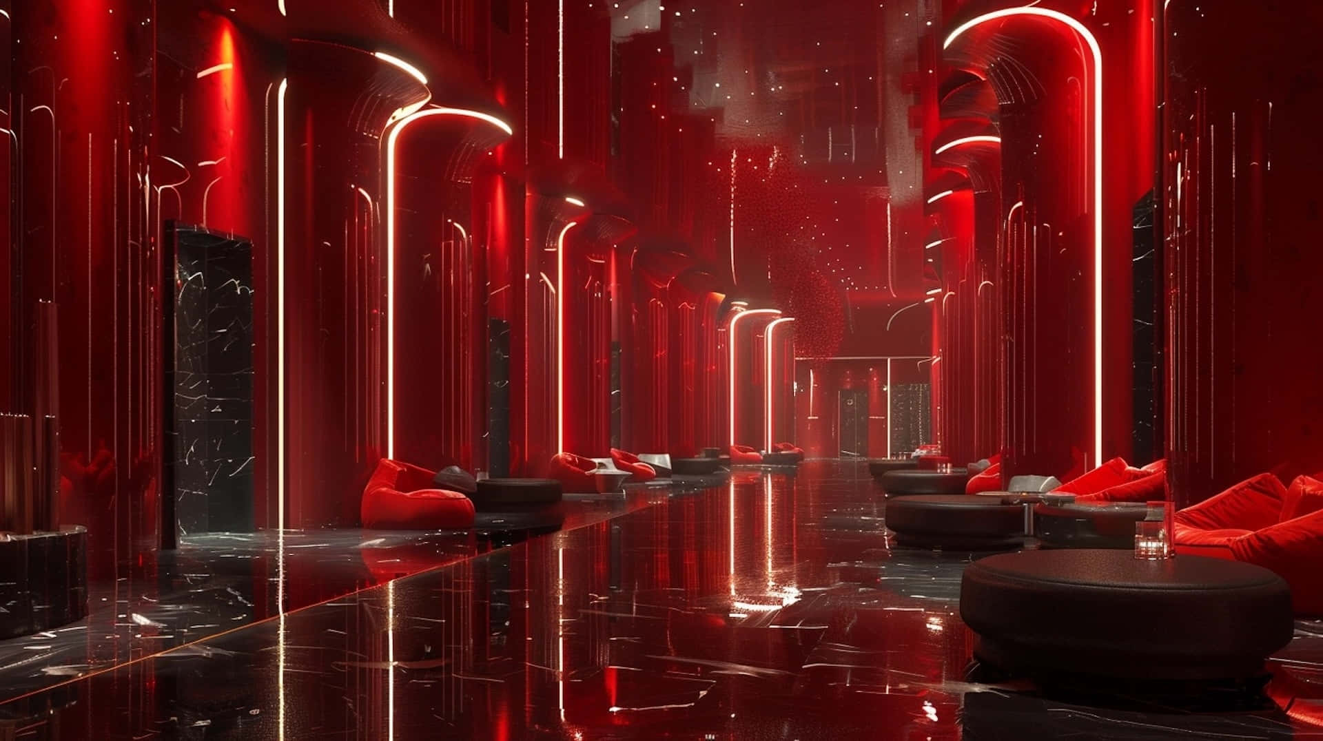 Red Futuristic Lounge Interior Y2 K Style.jpg Wallpaper