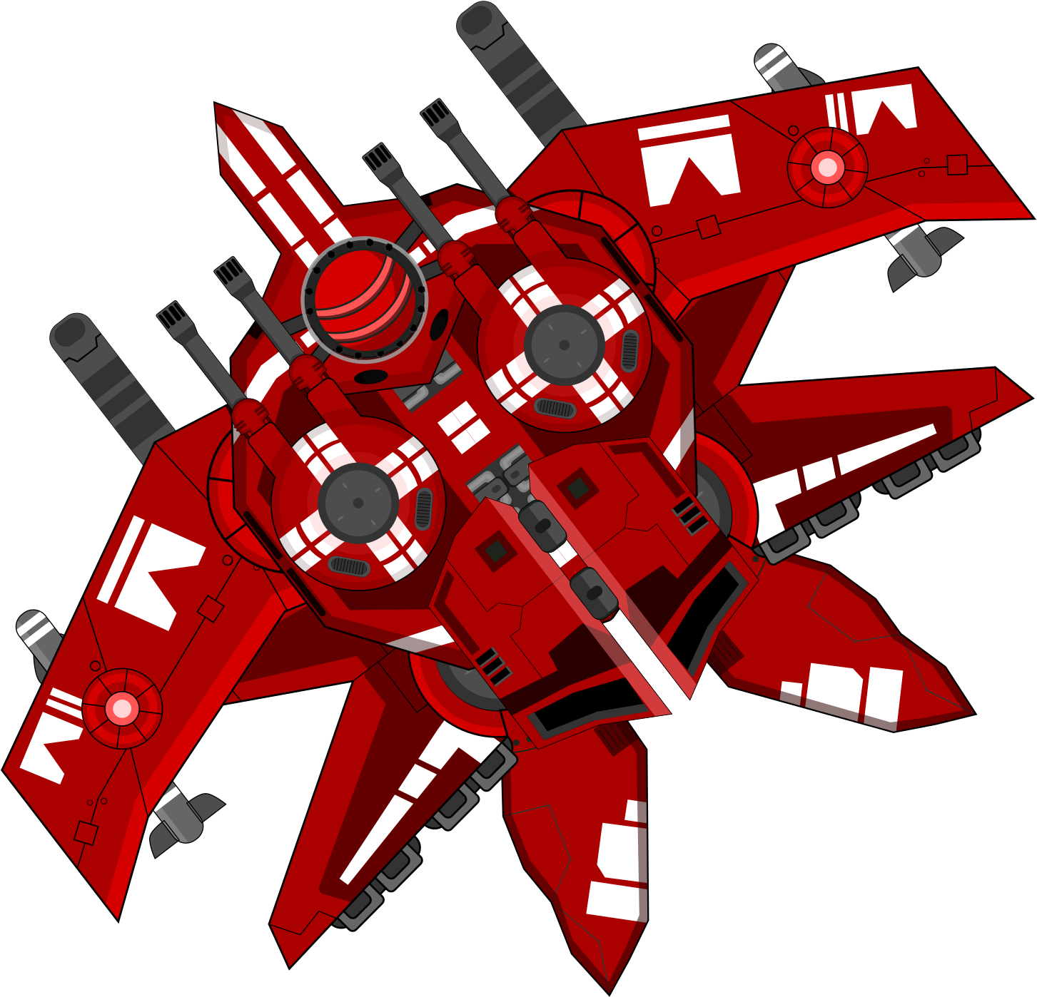 Red Futuristic Spaceship Vector PNG