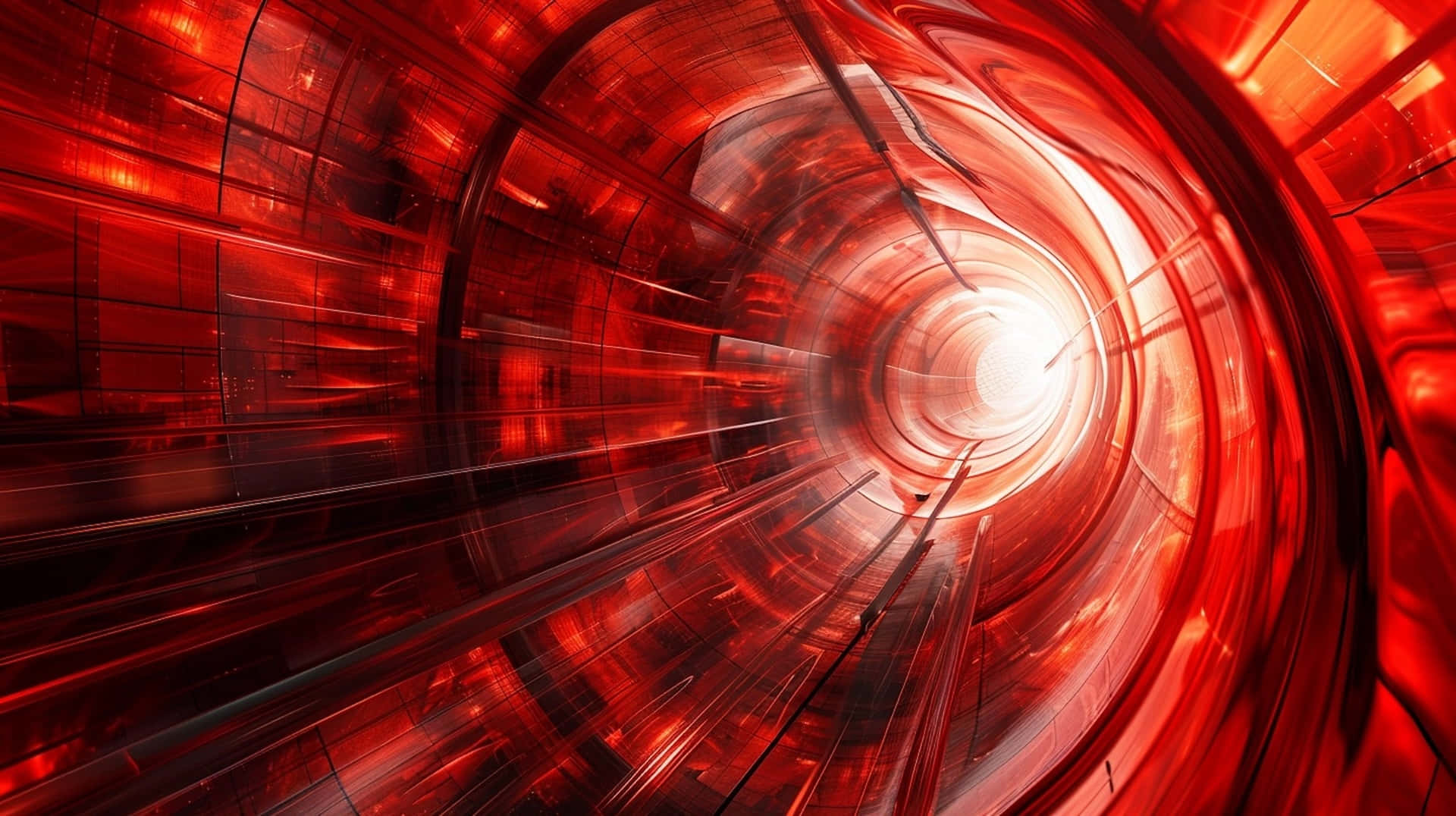 Red Futuristic Tunnel Vortex Wallpaper