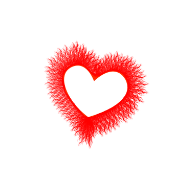 Red Fuzzy Heart Black Background PNG