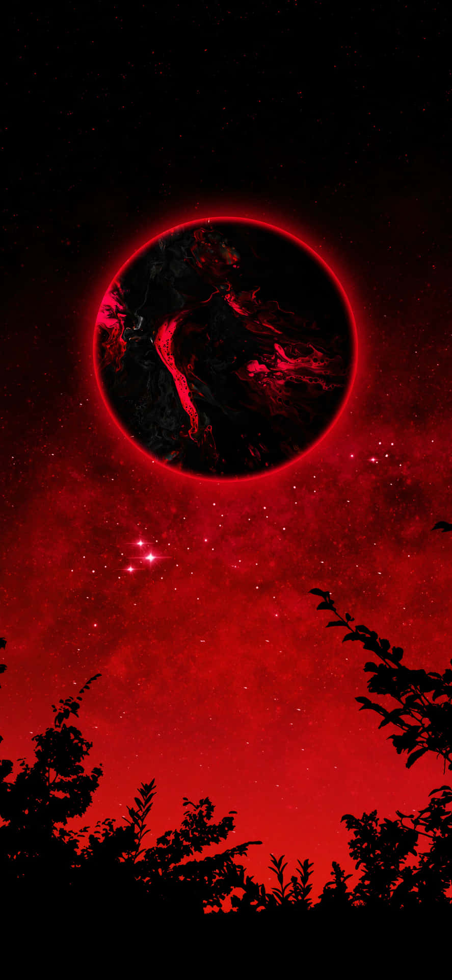 Unavisión De Una Galaxia Roja Ardiente