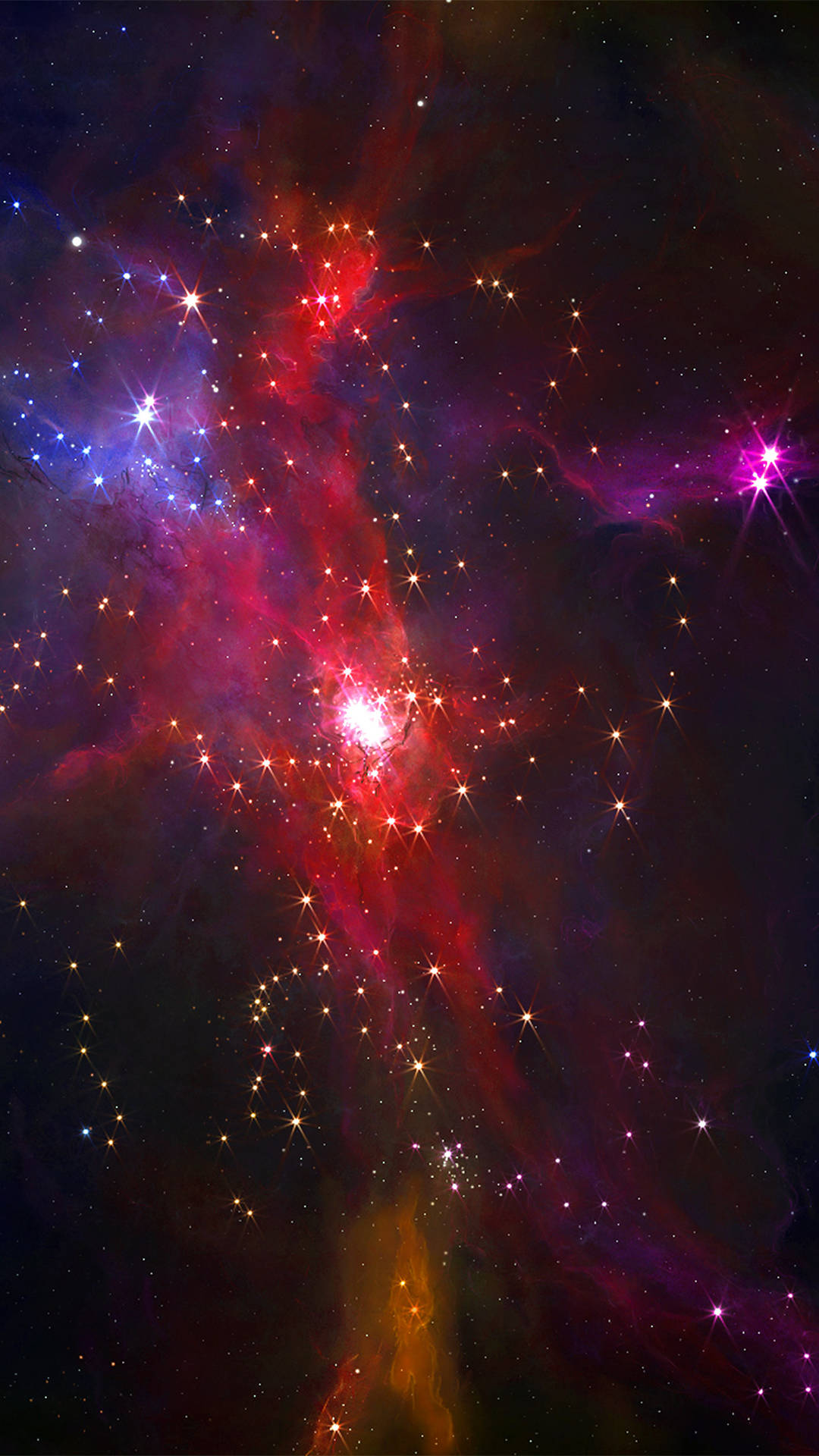 Galáxiavermelha Com Estrelas. Papel de Parede