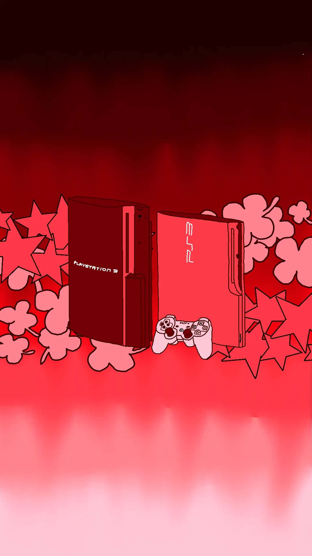 Red_ Gamer_ Aesthetic_ Play Station_ Background Wallpaper