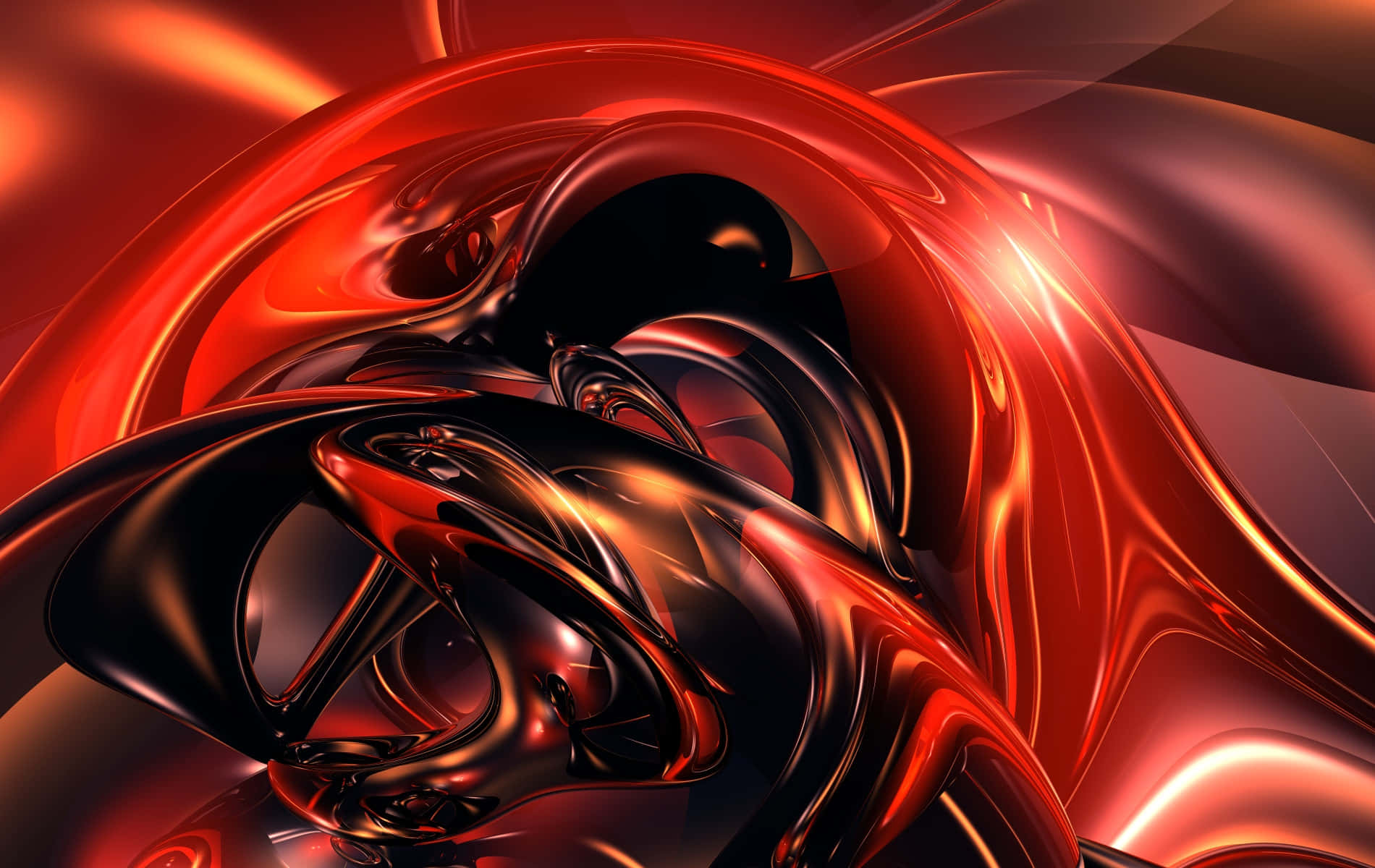 A Red Abstract Art With Black And Red Swirls