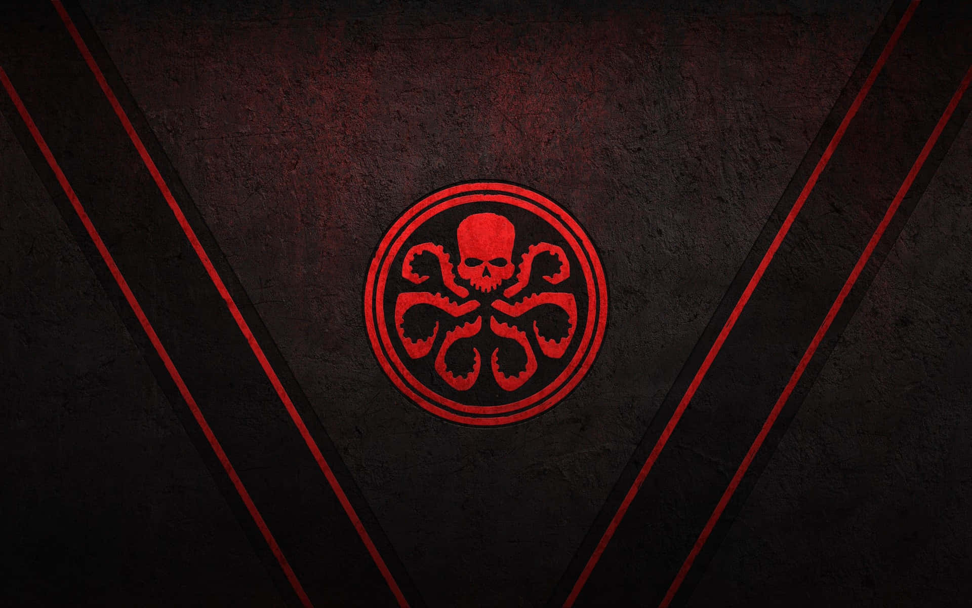 A Red And Black Logo With A Skull On It