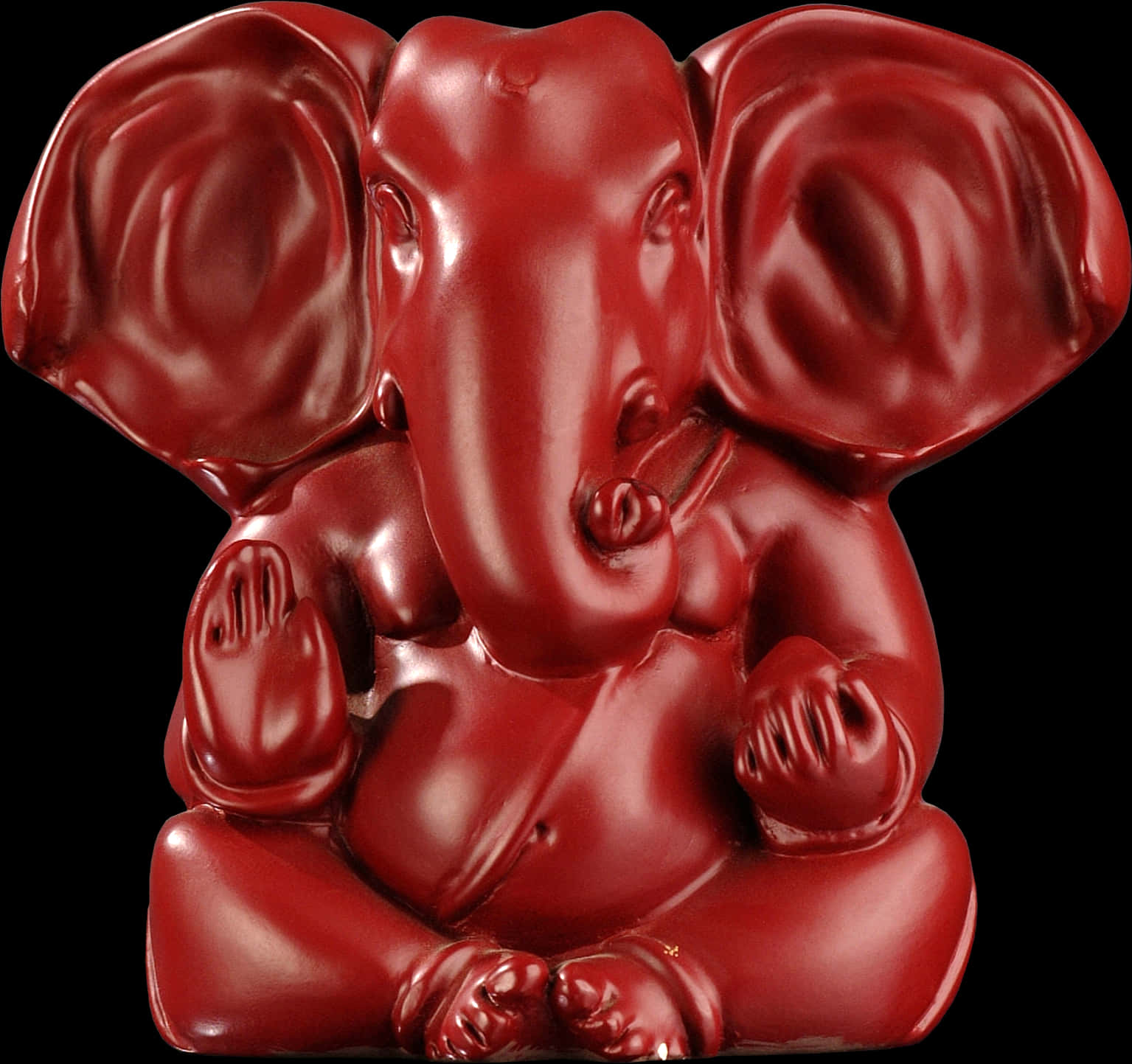 Red Ganesh Idol Sculpture PNG