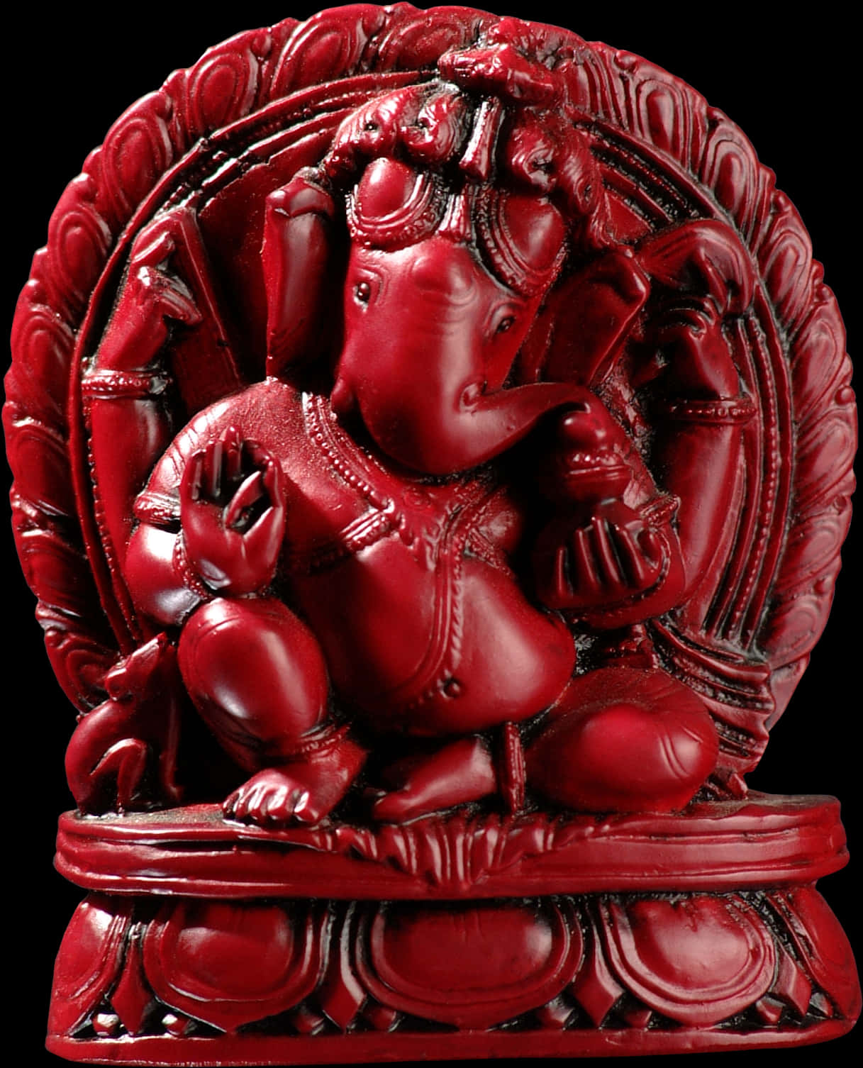 Red Ganesh Statue Carving PNG