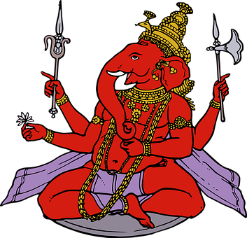 Red Ganesha Illustration PNG