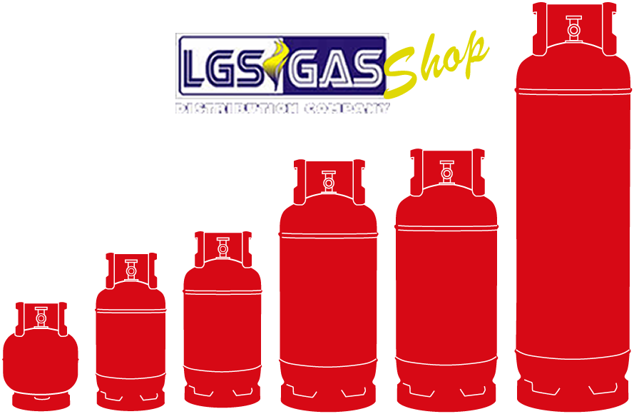 Red Gas Cylinders Size Comparison Chart PNG
