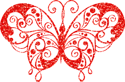 Red Gemstone Butterfly Artwork PNG