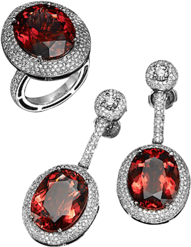 Red Gemstone Jewelry Set PNG