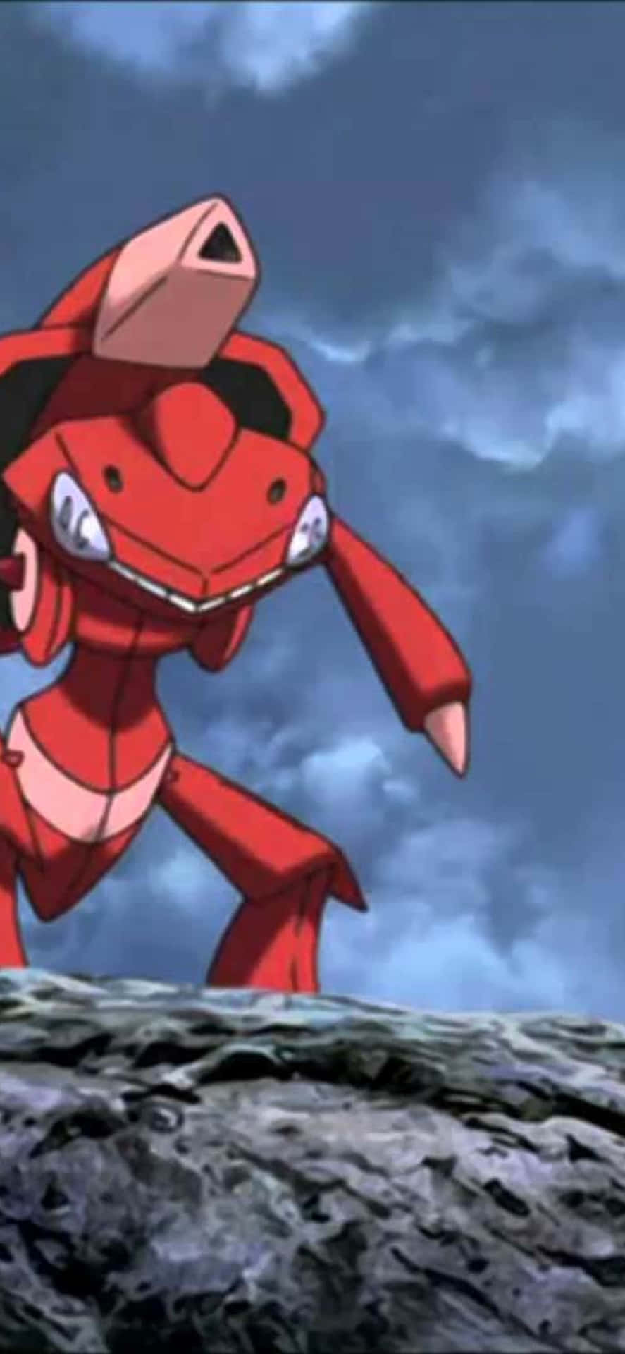 Rotesgenesect Pokémon Steht Auf Einem Felsen. Wallpaper