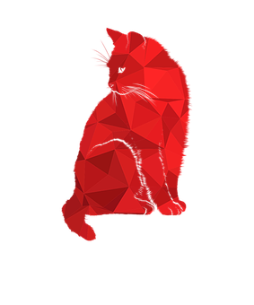 Red Geometric Cat Artwork PNG