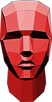 Red Geometric Face Illustration PNG