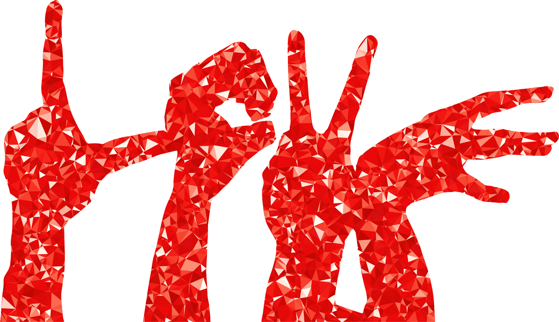 Red Geometric Hand Gestures PNG