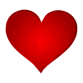 Red Geometric Heart Black Background PNG