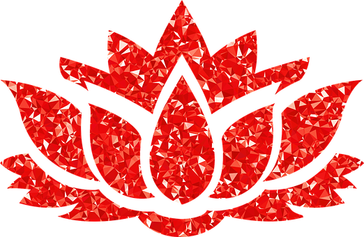 Red Geometric Lotus Flower Design PNG