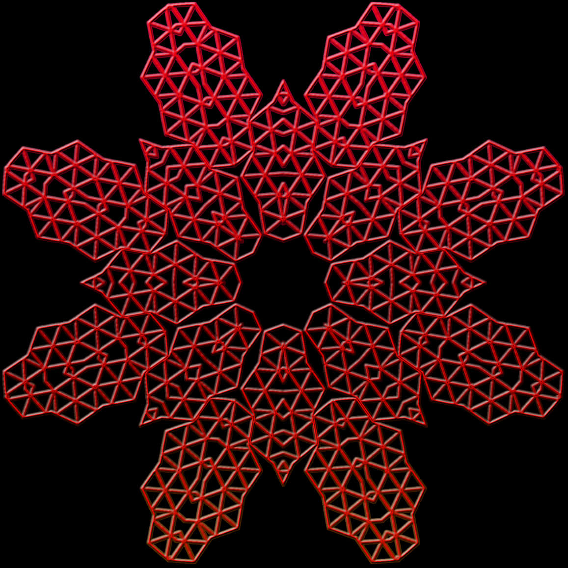 Red Geometric Snowflake Pattern PNG