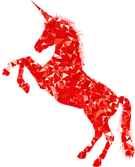 Red Geometric Unicorn Art PNG