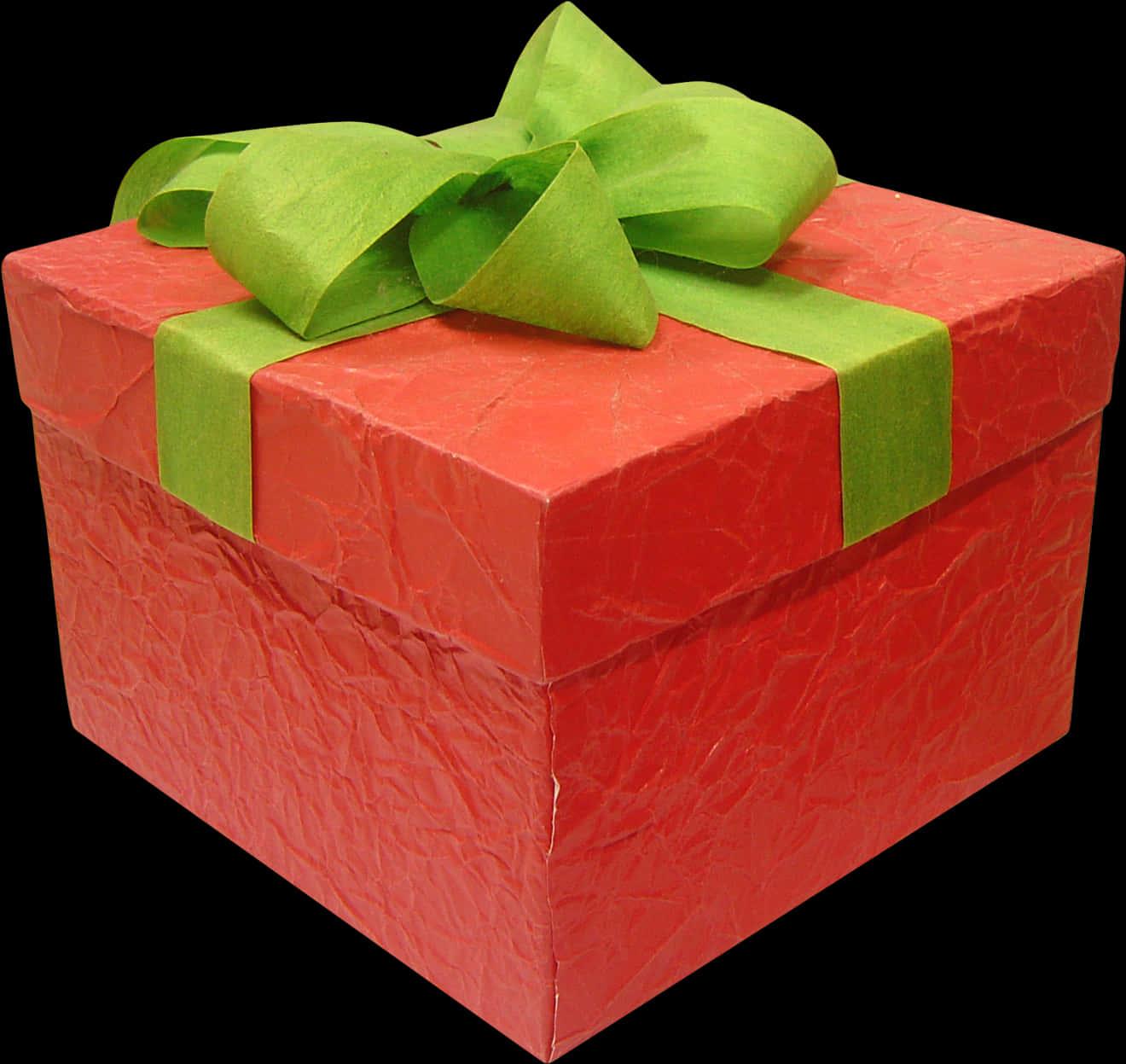 Red Gift Box Green Ribbon PNG