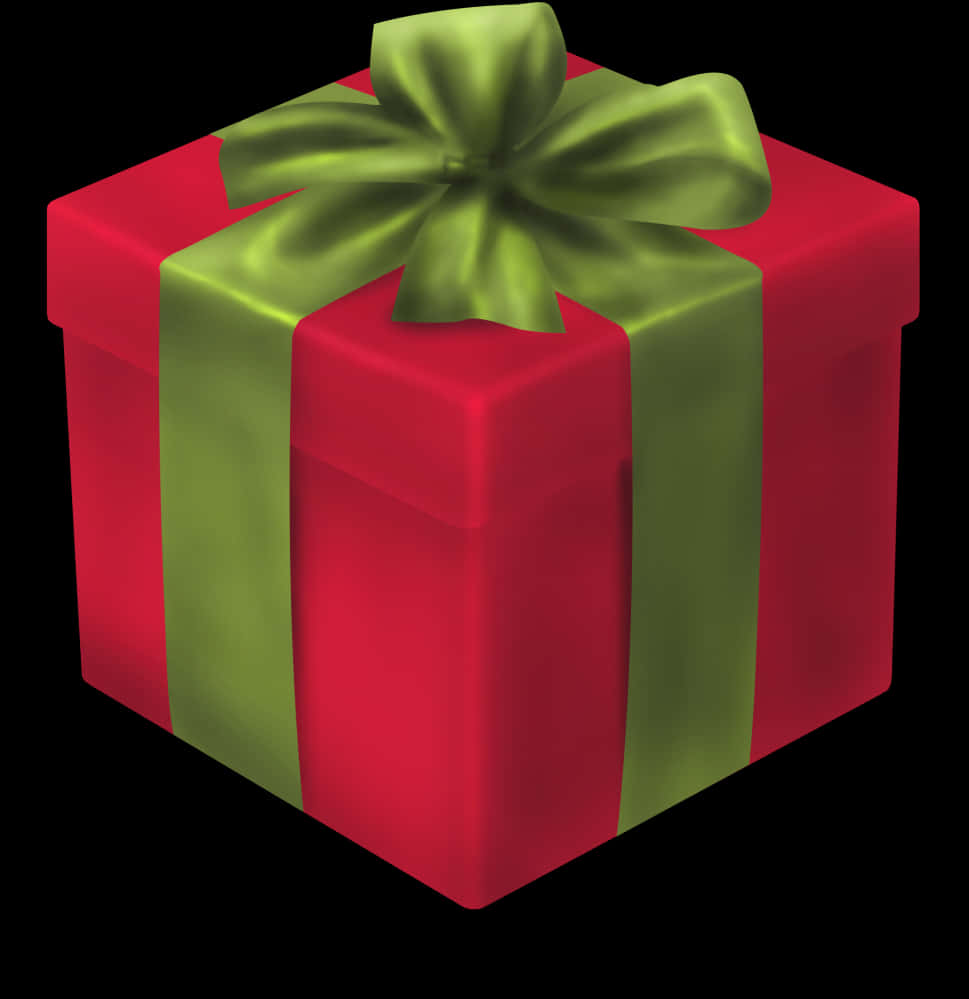 Red Gift Box Green Ribbon PNG