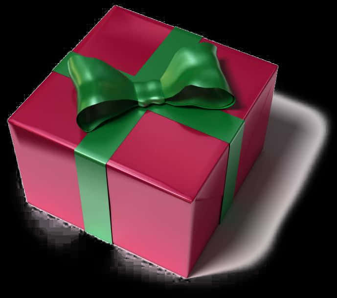 Red Gift Box Green Ribbon PNG