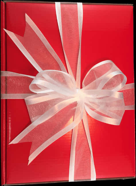 Red Gift Box White Ribbon PNG