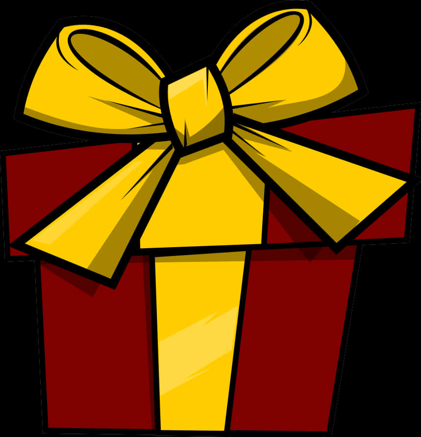 Red Gift Box Yellow Ribbon Graphic PNG