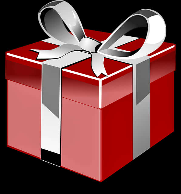 Red Gift Boxwith Silver Ribbon PNG
