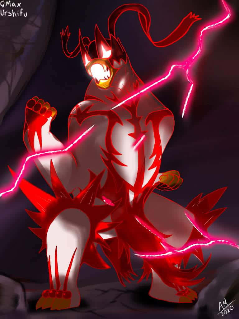 Red Gigantamax Urshifu With Red Lightning Wallpaper