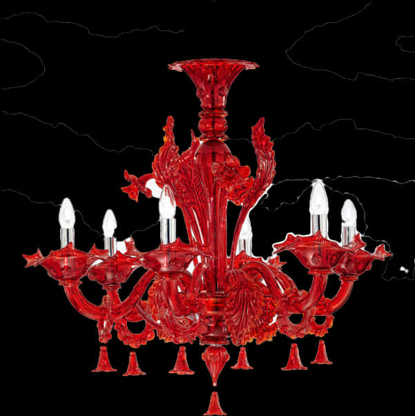 Red Glass Chandelier Elegance PNG