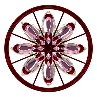 Red Glass Flower Mandala PNG