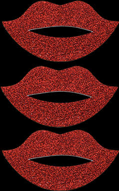 Red Glitter Lips Triple Stack PNG