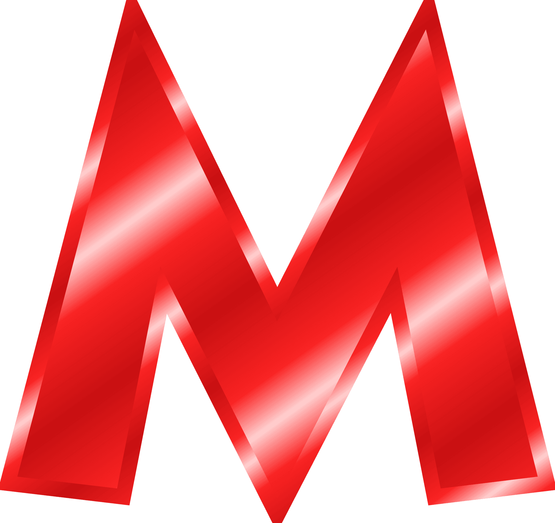 Red Glossy Letter M Graphic PNG