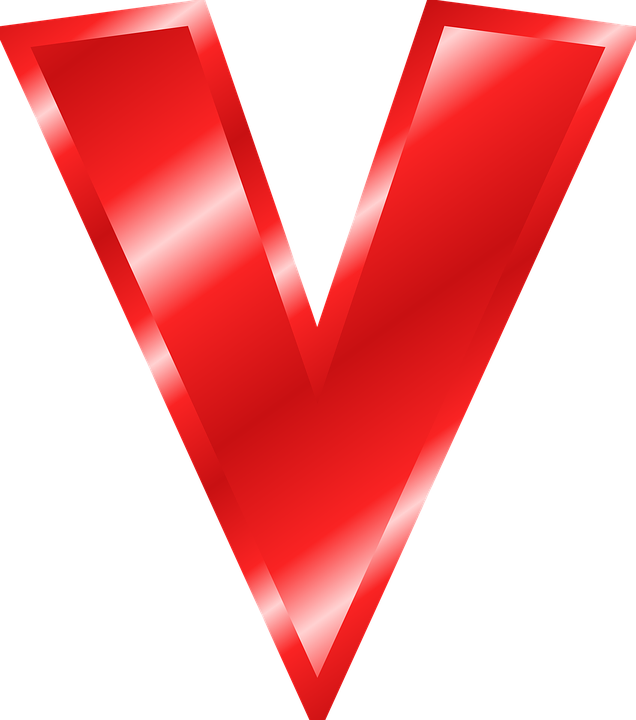 Red Glossy Letter V Graphic PNG