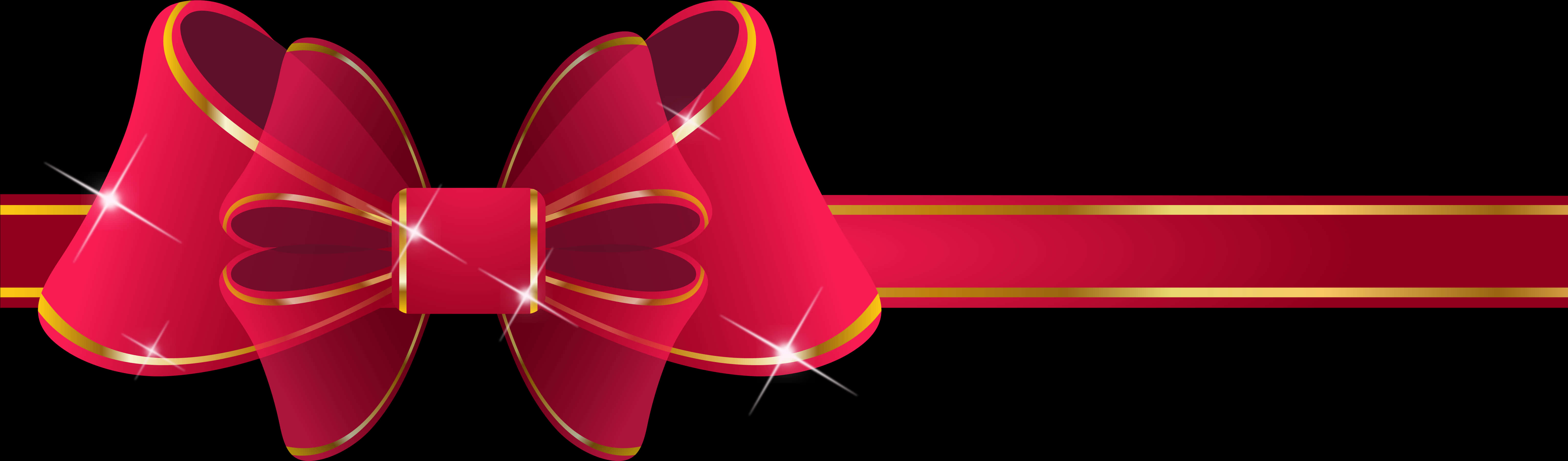 Red Gold Bow Ribbon Banner PNG