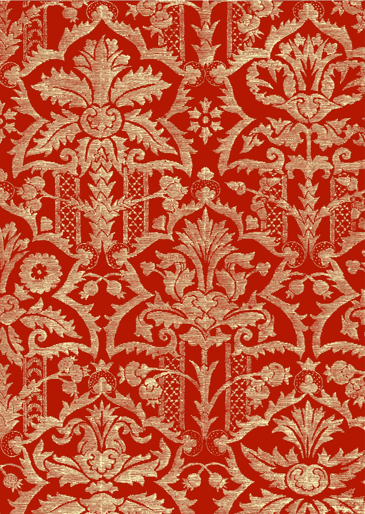 Red Gold Damask Pattern Texture Wallpaper
