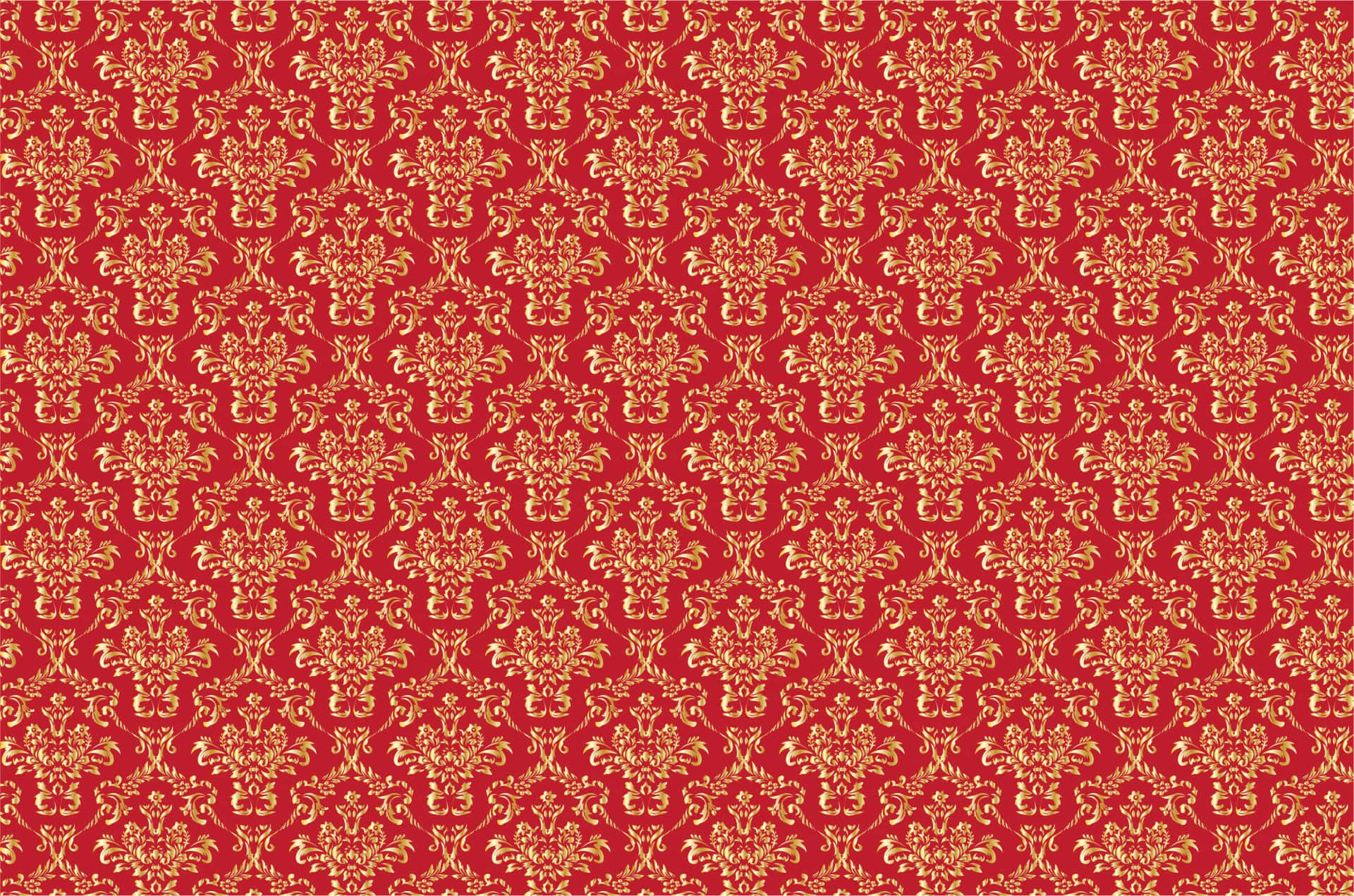Red Gold Damask Pattern Wallpaper