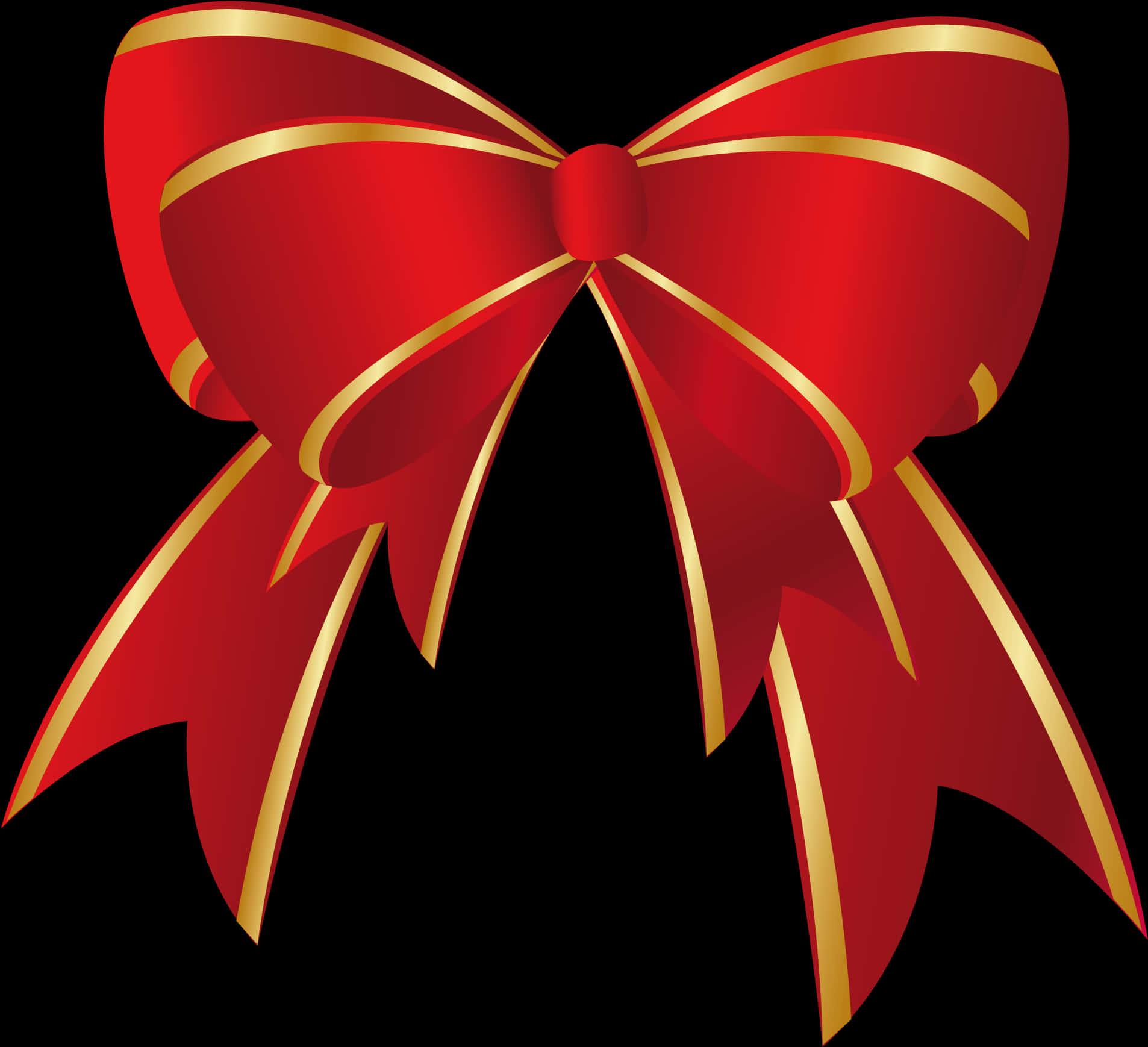 Red Golden Ribbon Bow PNG