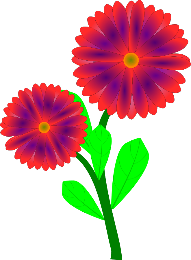 Red Gradient Flower Clipart PNG