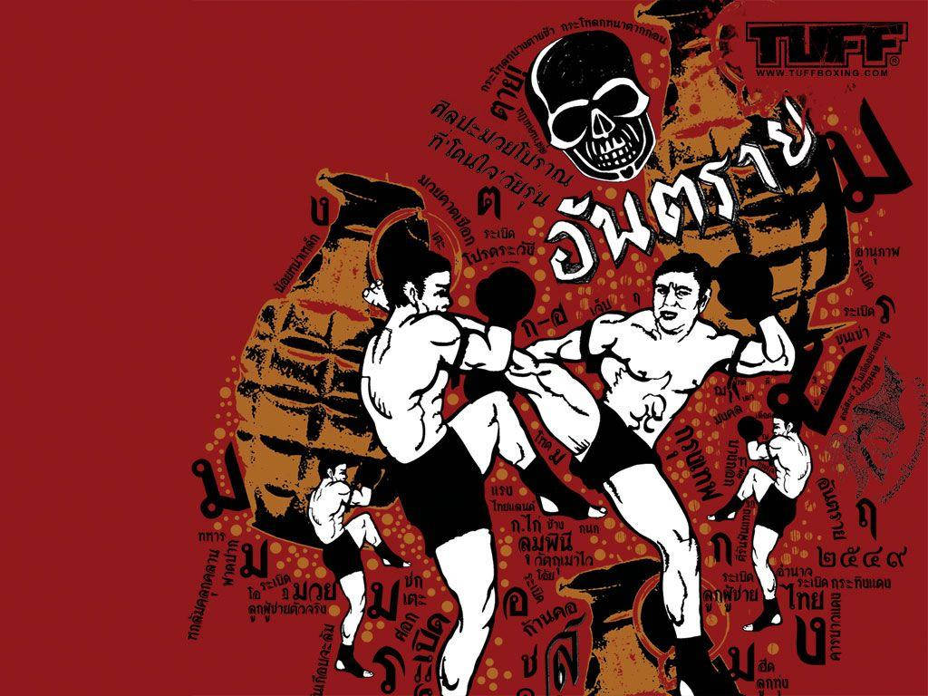 Rød Grafitti Muay Thai Wallpaper
