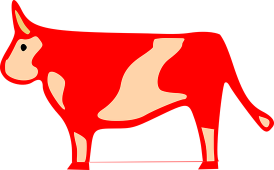 Red Graphic Cow Illustration PNG